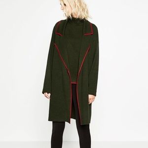Zara green jacket with red trim